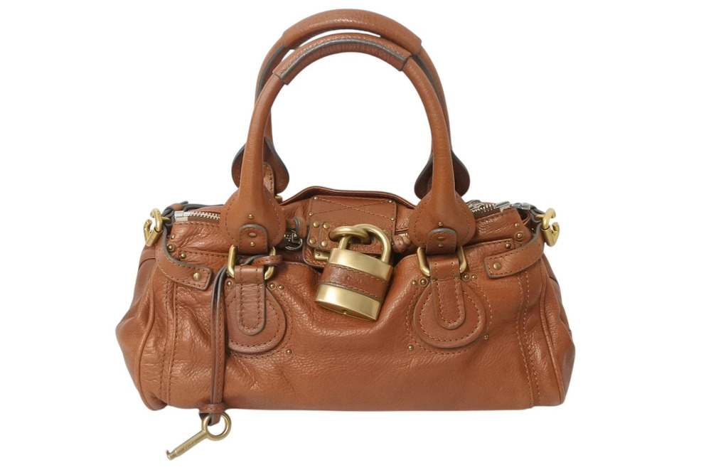 Chloe Paddington Hobo Bag Brown Leather Stitched Handbag